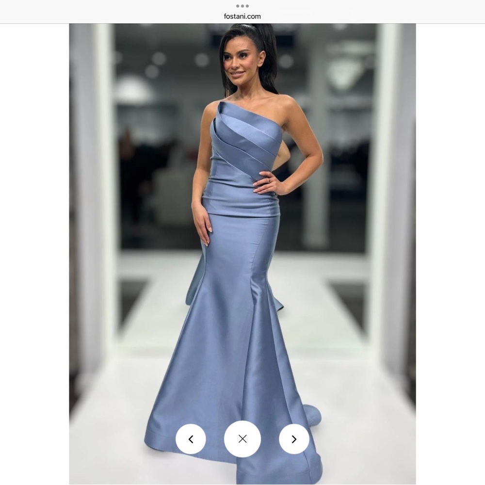 Nicole Bakti One Shoulder Blue Dress